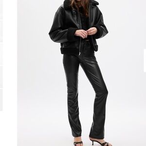 Mid Rise Vegan Leather Baby Boot Pants